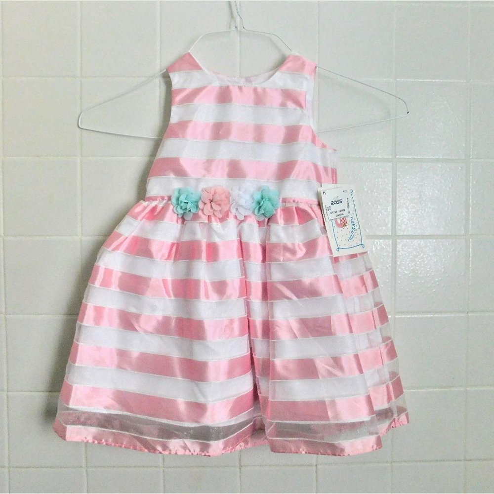 Pink and White Girl's Dress w/ Flower Detail